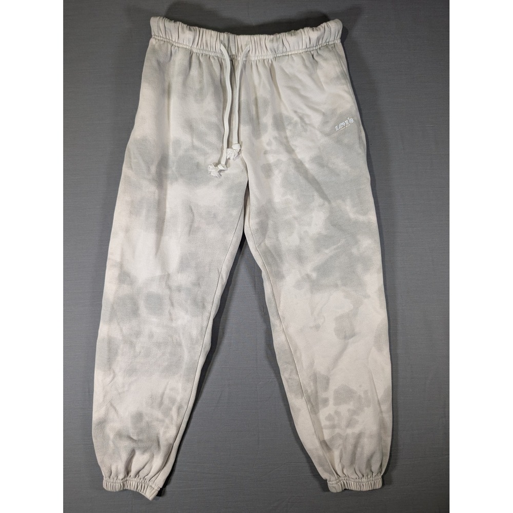 Levis Tie Dye Sweatpants Grey White Joggers XS Fleece Lined Drawstring Waist